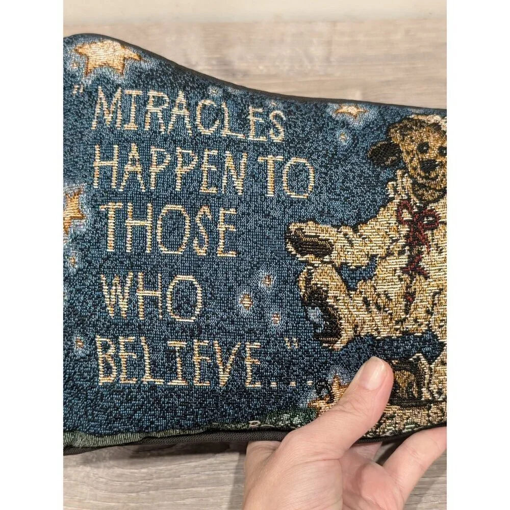 Boyds Bears & Friend Throw Pillow Tapestry Miracles Happen To Those Who Believe